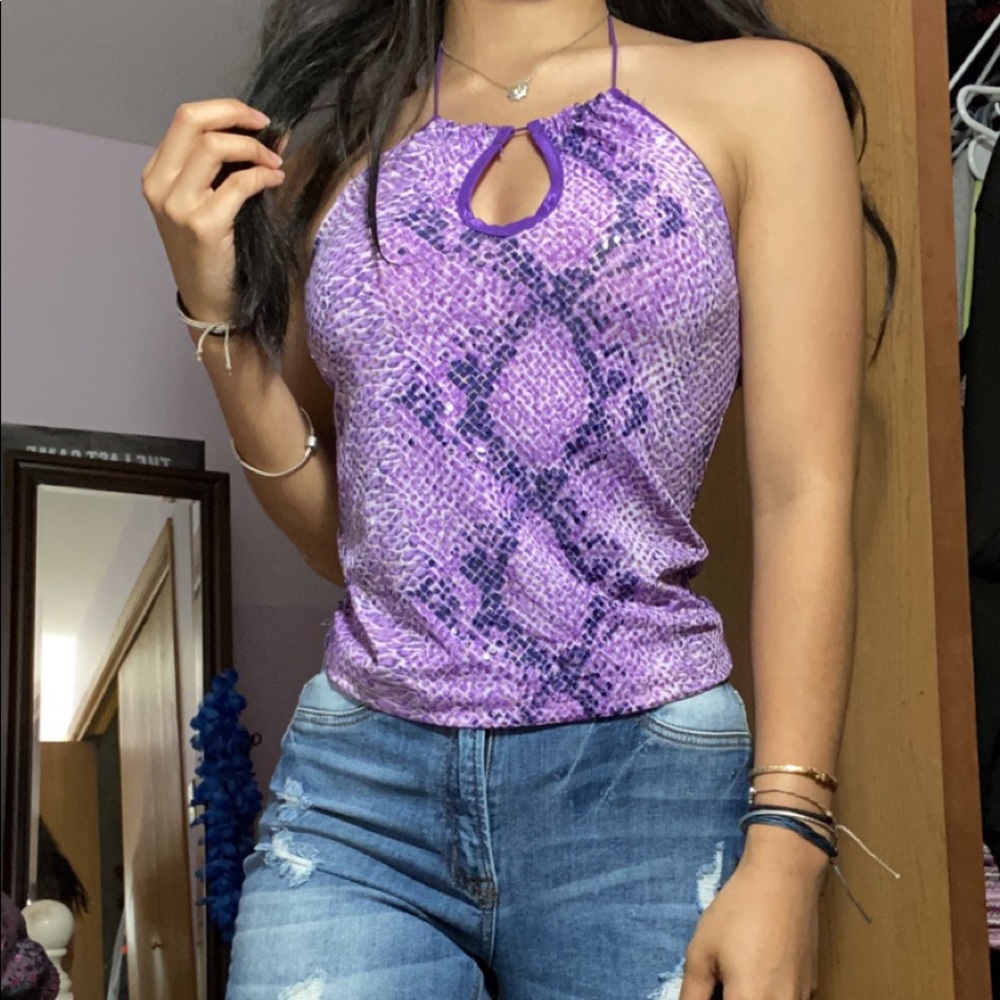 Purple Glittery Snakeskin Pattern Top
